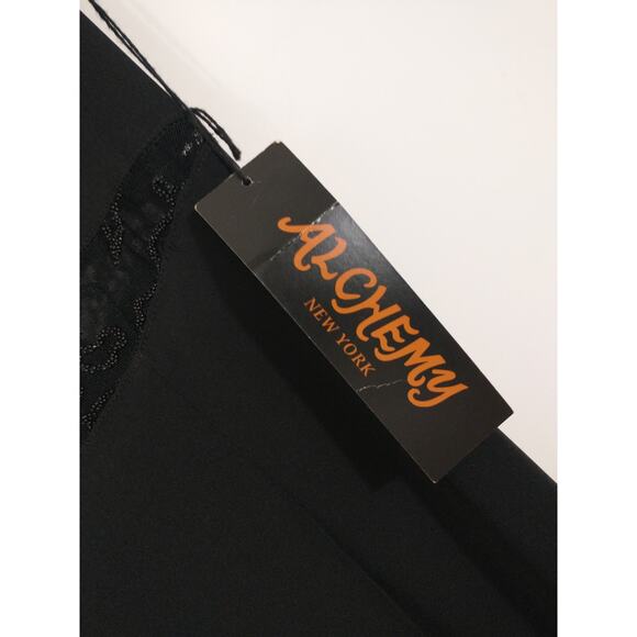 Vintage Alchemy NY Y2K Black Mesh Cutout Maxi Dress Size 12 NWT Goth Grunge 90s - Picture 8 of 11